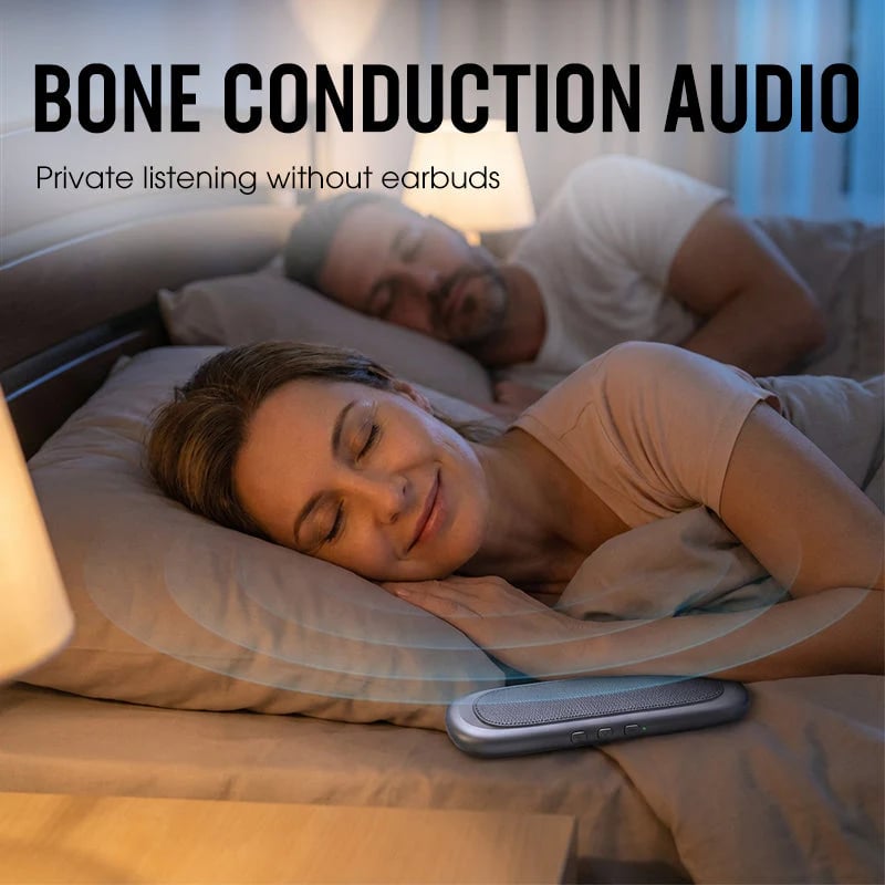Under Pillow Speakers for Sleeping Bluetooth, Bone Conduction Technology, 3D White Noise Generator, Volume Control & Sleep Timer, Side Sleeper Friendly