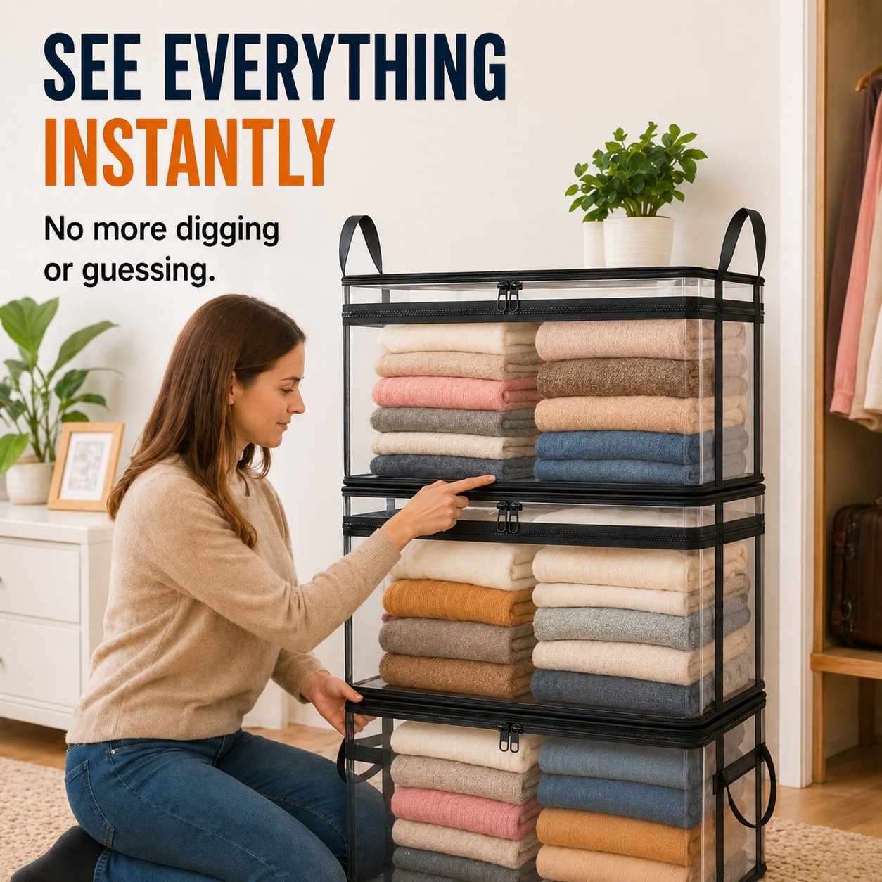 🌓Last Day 49% OFF📦Large Heavy-Duty Thick Plastic Clear Storage Bag for Clothes, Moving & Storage