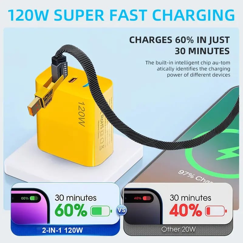 🔥Limited Stock⚡2-Pack Multiple Ports USB C/USB A Fast Charger Adapter detail view