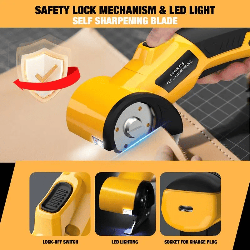 Cordless Electric Scissors: 3X Faster Rechargeable Rotary Cutter for Fabric, Cardboard, Leather & Carpet