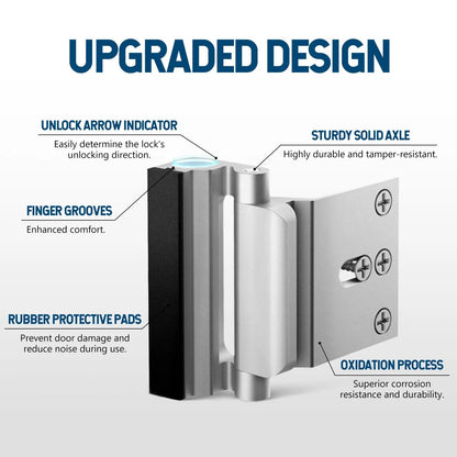 Aluminum Alloy 2-Pack Security Door Locks - Choose White/Black/Silver - Heavy-Duty Protection