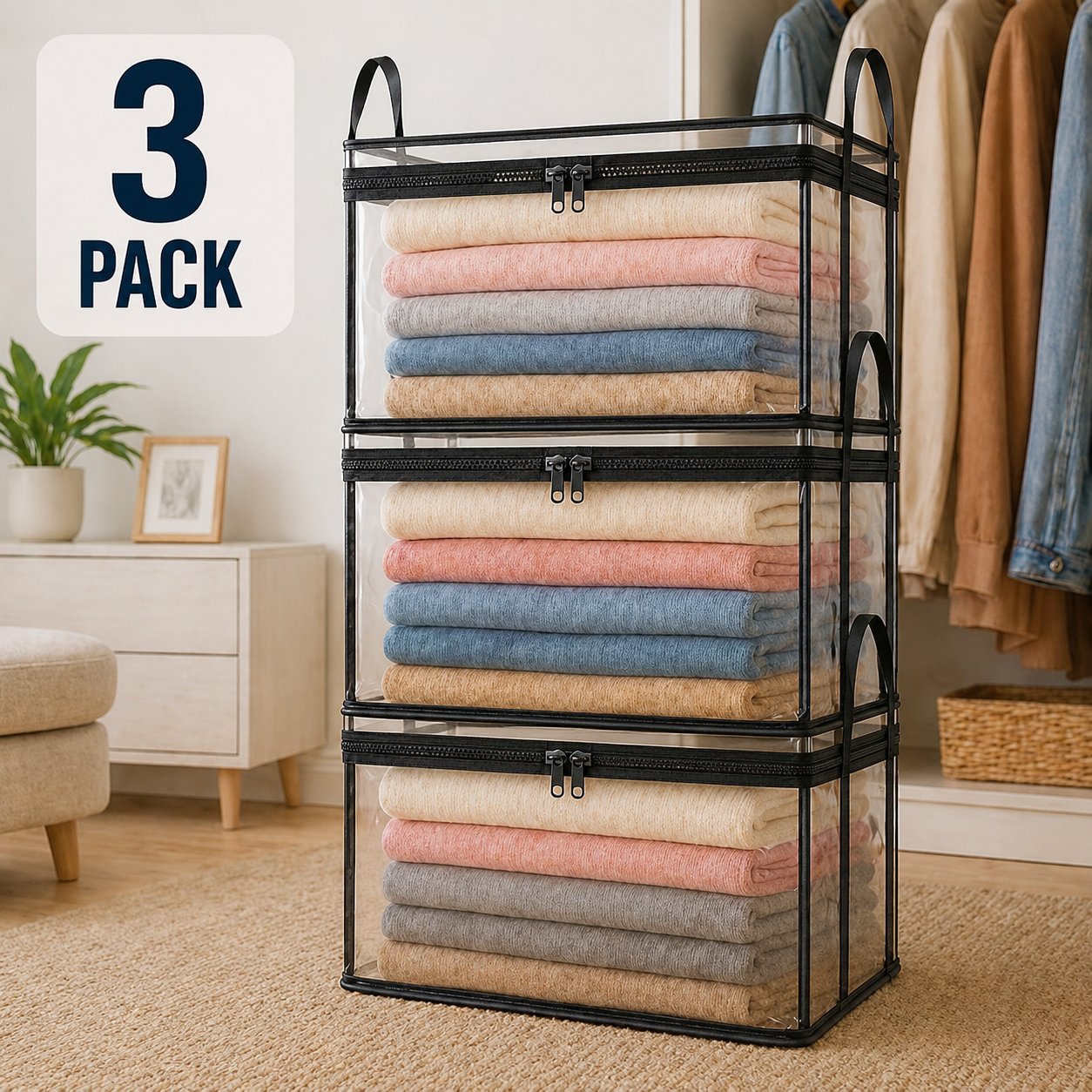 🌓Last Day 49% OFF📦Large Heavy-Duty Thick Plastic Clear Storage Bag for Clothes, Moving & Storage