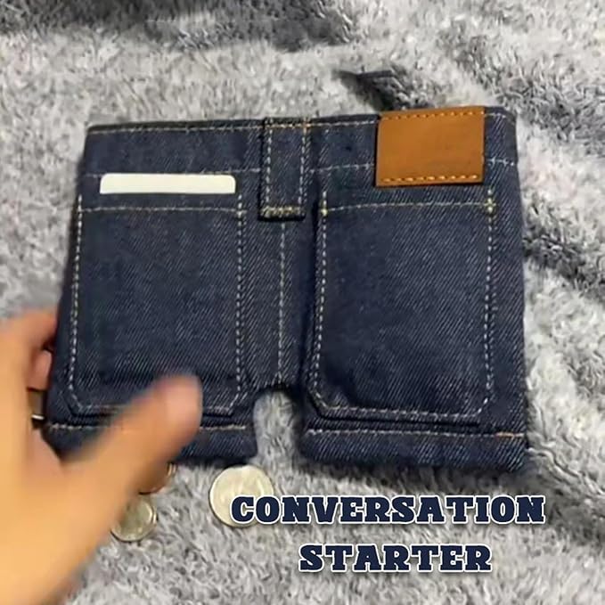 🏆Hot Sale⚡Mini Jeans Shaped Wallet - Denim Bifold Wallet for Men & Women