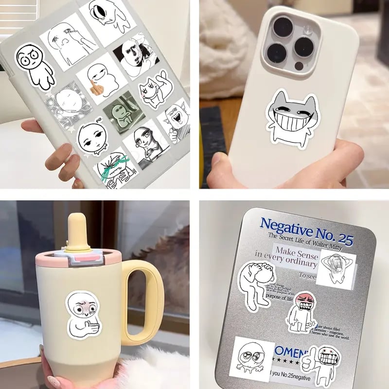 ✨Doodle Meme Sticker Book - 460 Hand Drawn Stickers for Journaling Express Your Mood & Internet Vibes