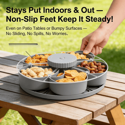 🎁Free Shipping！🍽️ Rotating 5-Compartment Snack Tray