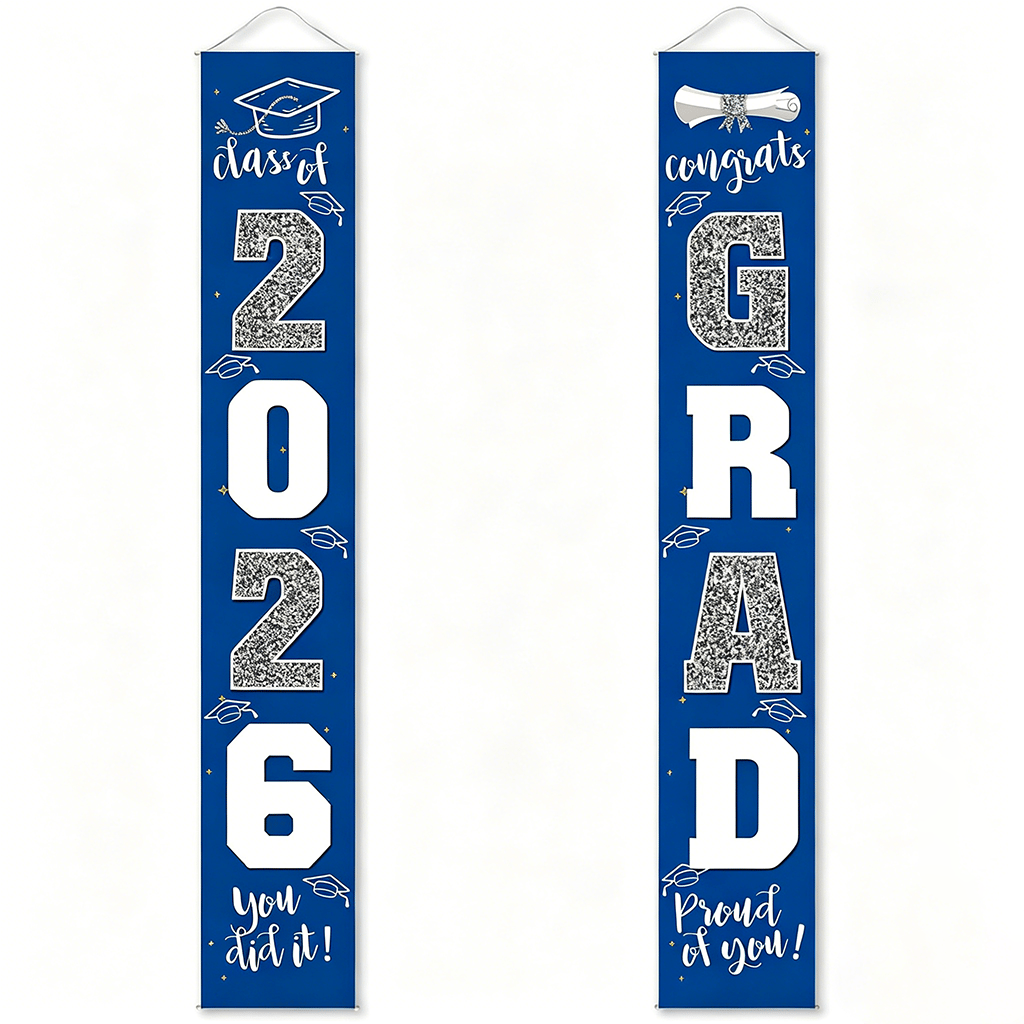 🎓Class of 2026 Graduation Banner | Congrats Grad Front Door Porch Decor for Graduation Party (✨Set of 2)