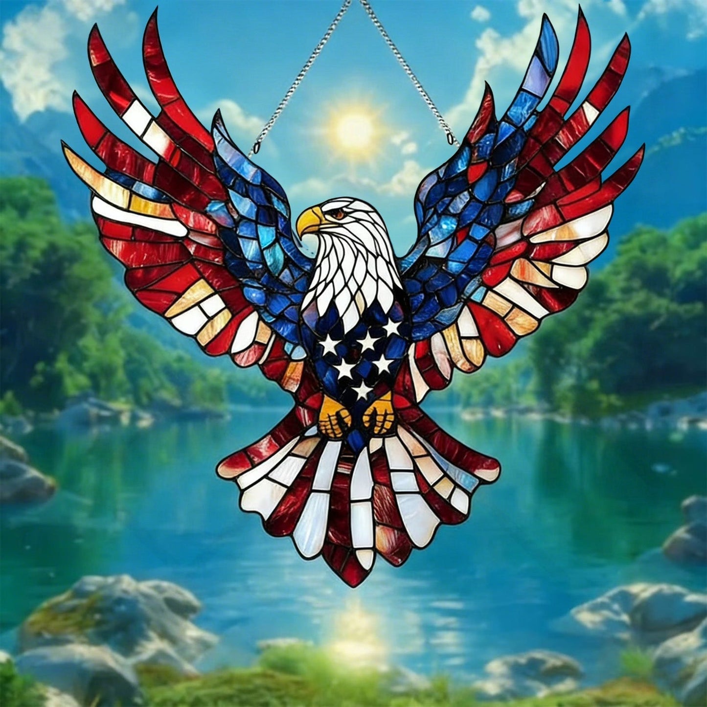 🇺🇸🦅250th Anniversary USA Patriotic Eagle Hanging Door Sign