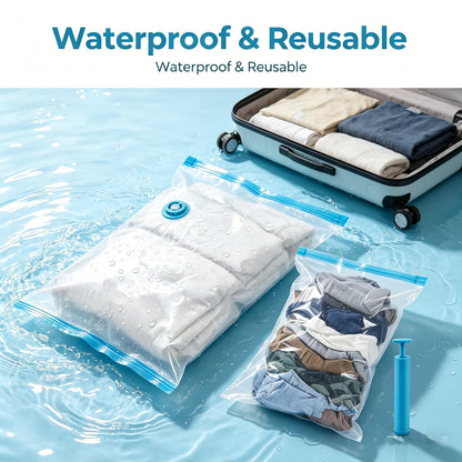 Travel Vacuum Storage Compression Bag Set – 8-Pack in 4 Sizes with Pump