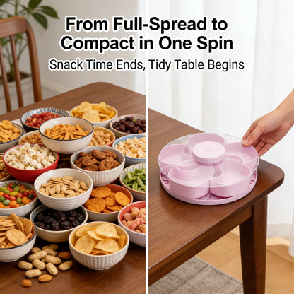 🎁Free Shipping！🍽️ Rotating 5-Compartment Snack Tray
