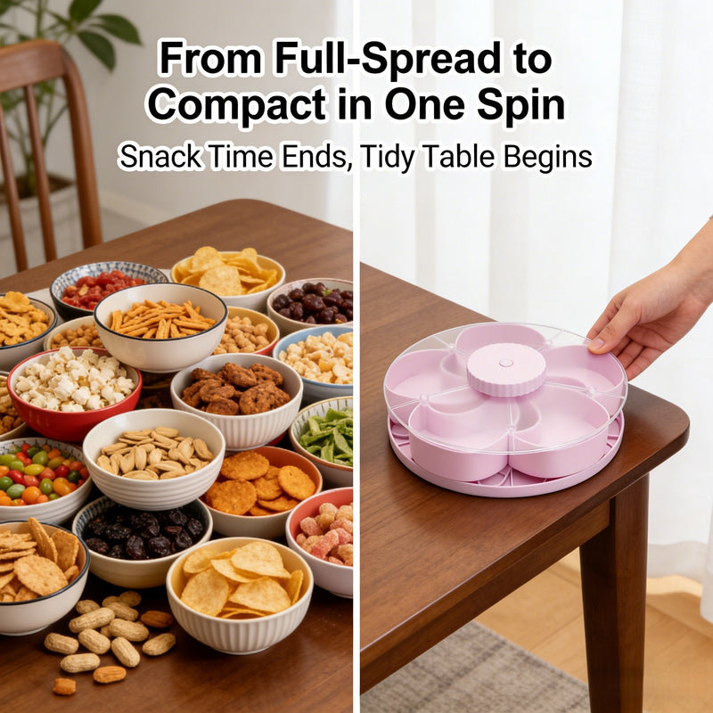 🎁Free Shipping！🍽️ Rotating 5-Compartment Snack Tray detail view