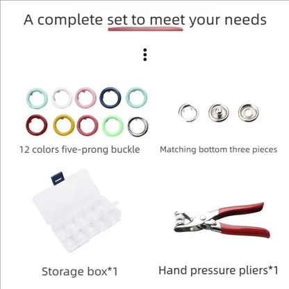 🔥HOT SALE 49% OFF✨100 pcs Invisible Colored Metal Buckle & Manual Pressure Pliers Kit