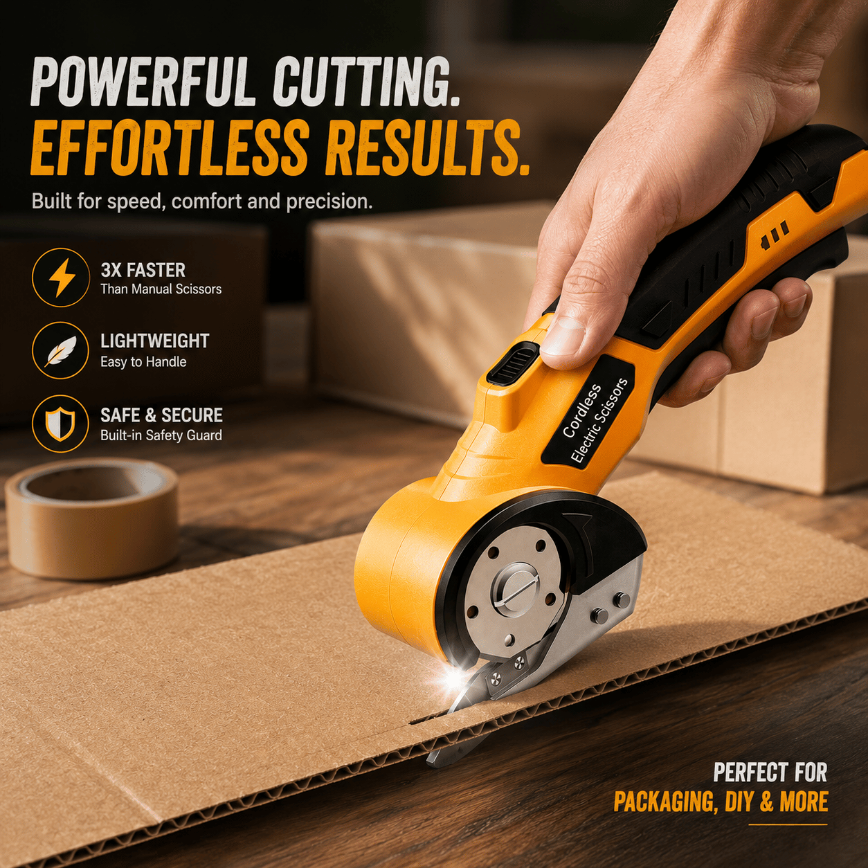 Cordless Electric Scissors: 3X Faster Rechargeable Rotary Cutter for Fabric, Cardboard, Leather & Carpet