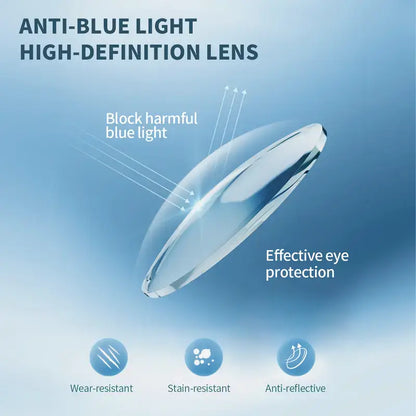 Diamond Edge Frameless Glasses – Blue Light Blocking Clear Readers for Men & Women. Lightweight Metal Temple Decor, Ideal for Gaming, Office, or Street Style.
