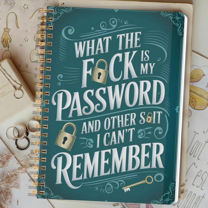 🔥Almost Sold Out✨📅Funny Password Notebook - Spiral Bound with Lock Icons & Funny Security Phrases✍️