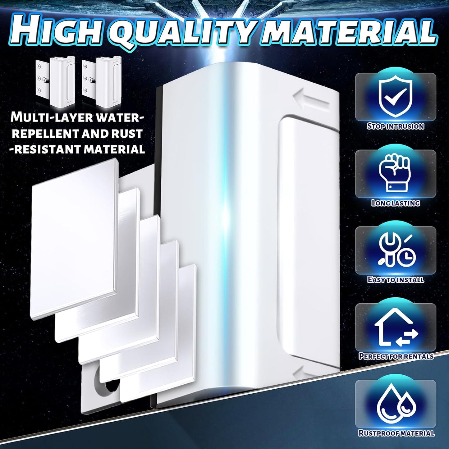 Aluminum Alloy 2-Pack Security Door Locks - Choose White/Black/Silver - Heavy-Duty Protection