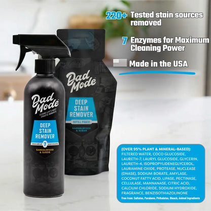 Deep Laundry Stain Remover & Odor Eliminator - 7-Enzyme Extreme Mess Cleaner - Sandalwood & Suede Scented
