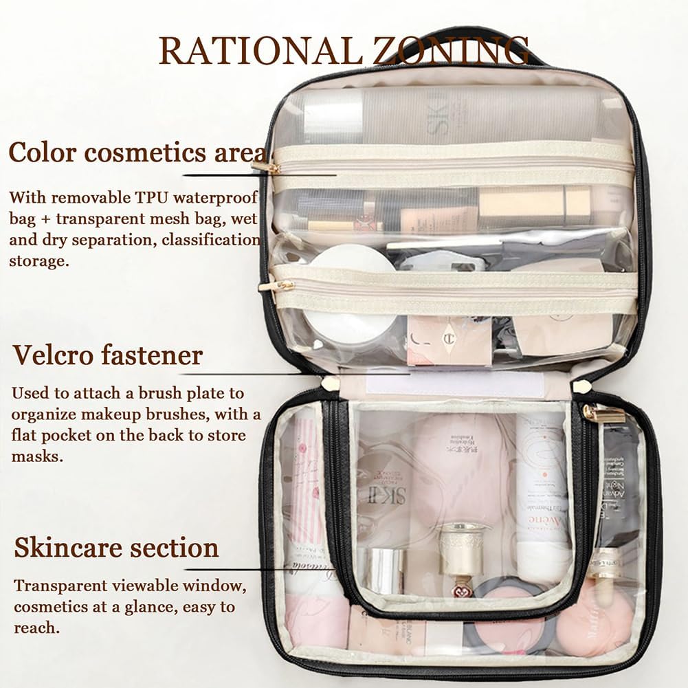 Multi-Compartment Toiletry Cosmetics Bag