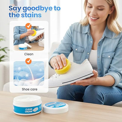 👟White Shoe Cleaner Cream | Multipurpose No-Wash Solid Comes with Sponge