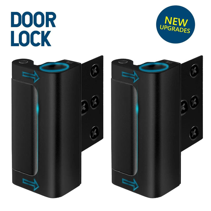 Aluminum Alloy 2-Pack Security Door Locks - Choose White/Black/Silver - Heavy-Duty Protection detail view