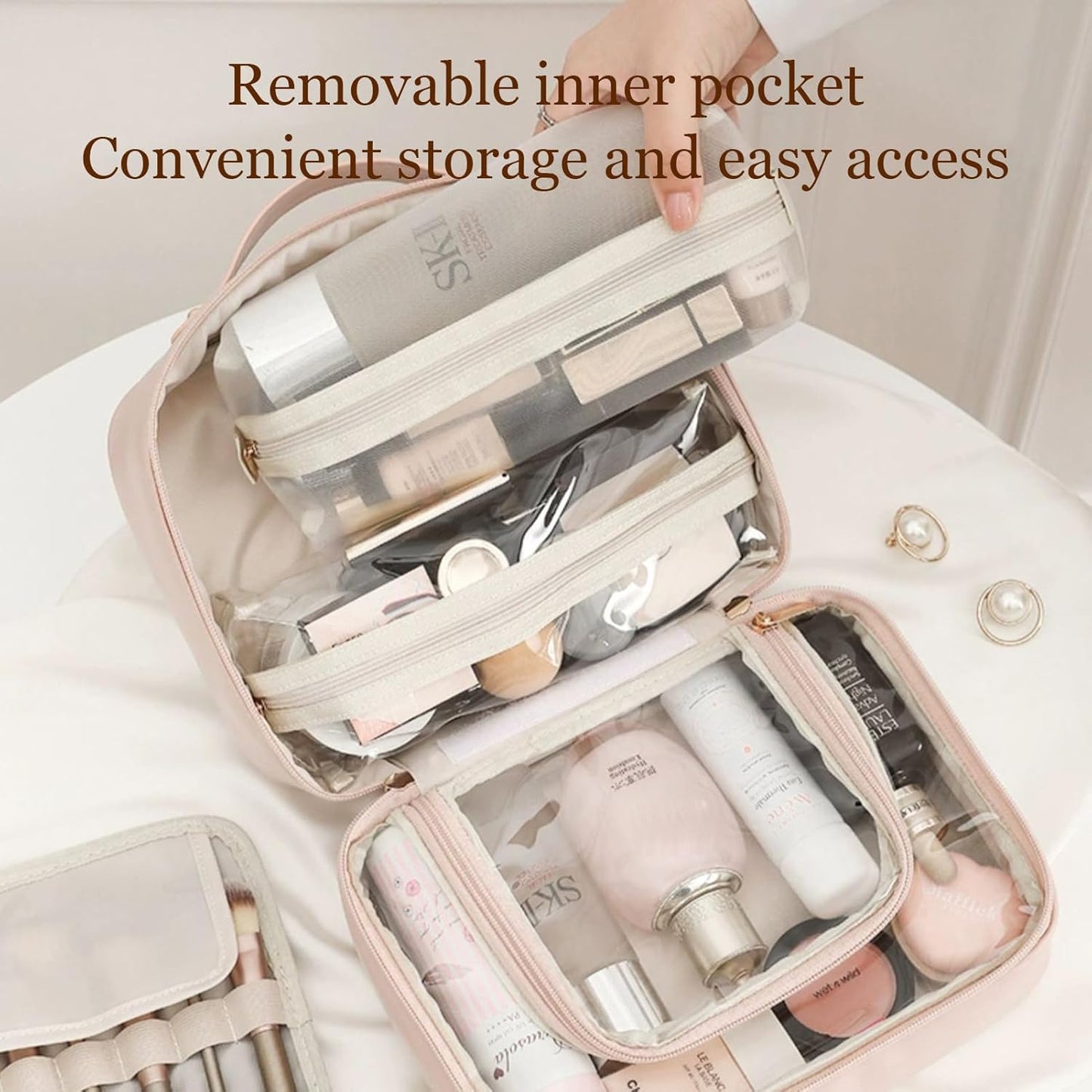 Multi-Compartment Toiletry Cosmetics Bag