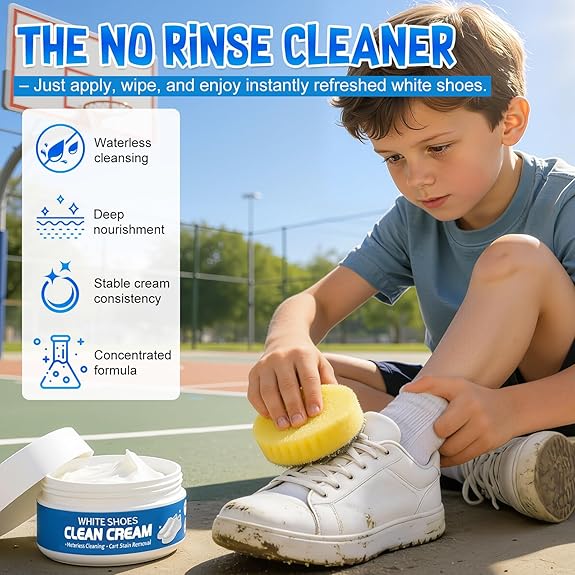 👟White Shoe Cleaner Cream | Multipurpose No-Wash Solid Comes with Sponge