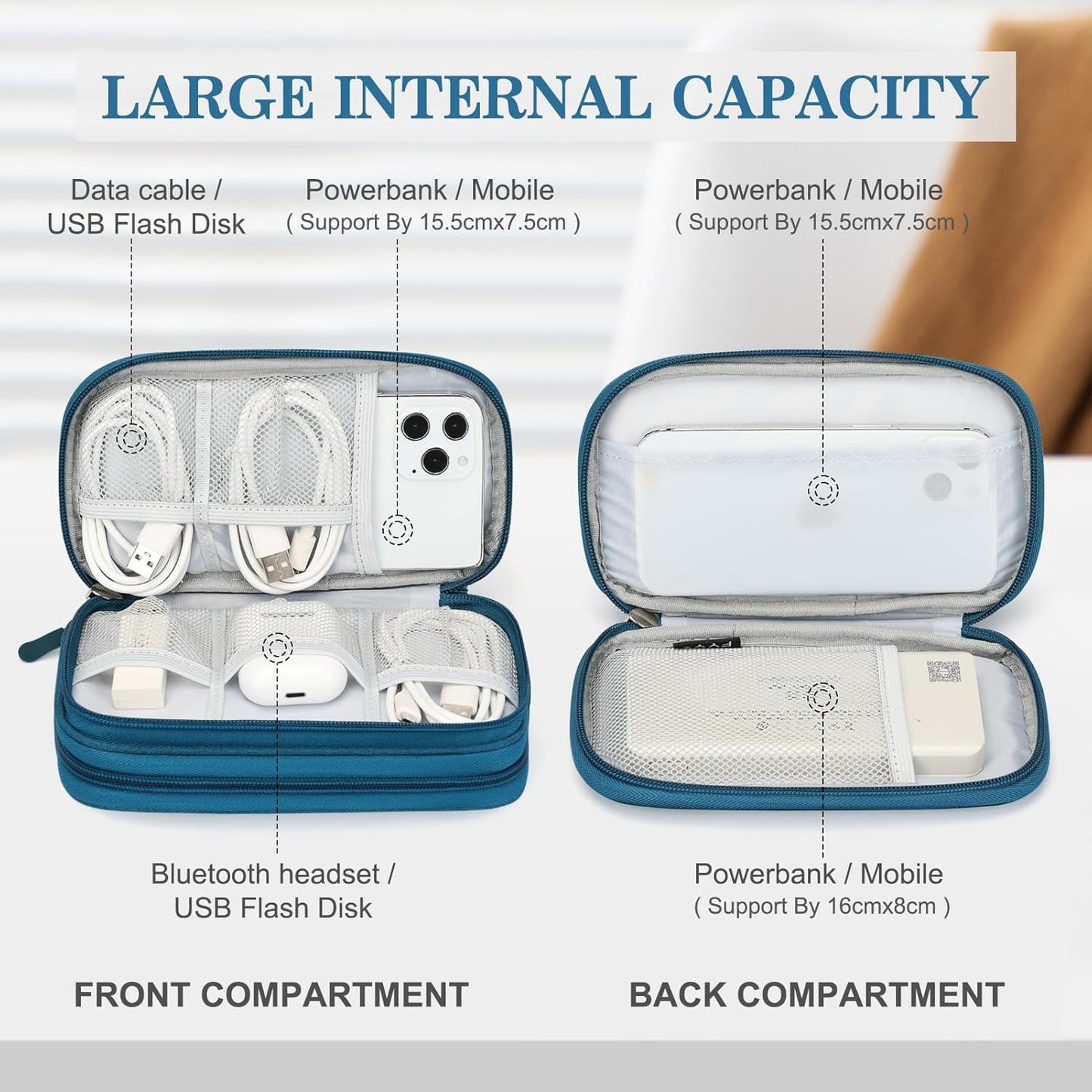 🔥Don’t Miss Out🔥Travel Cable Organizer Pouch, Double Layers All-in-One Storage Bag for Cord