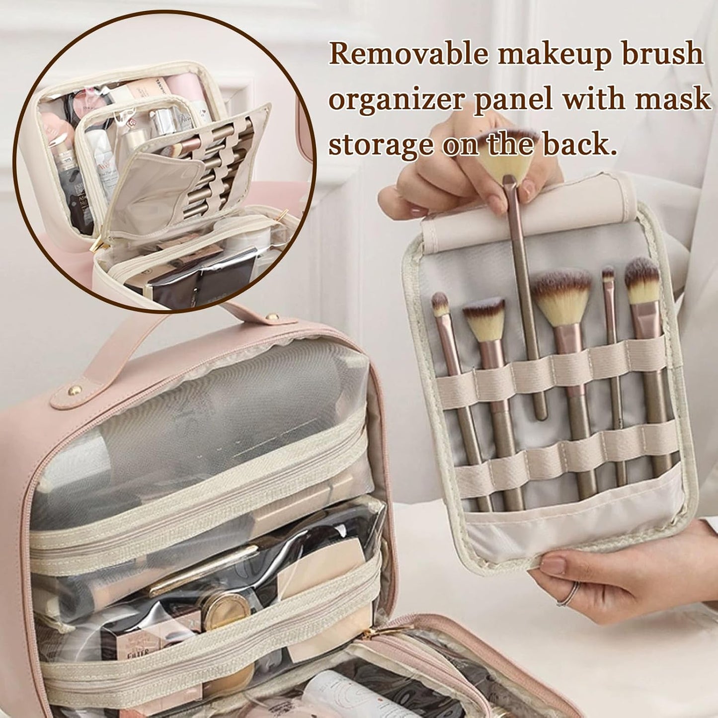Multi-Compartment Toiletry Cosmetics Bag