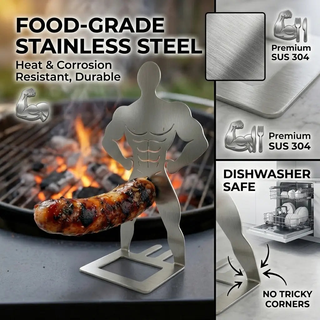 Stainless Steel Hot Dog Grilling Stand, Rust Resistant BBQ Sausage Holder Rack