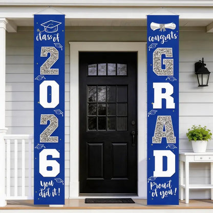 🎓Class of 2026 Graduation Banner | Congrats Grad Front Door Porch Decor for Graduation Party (✨Set of 2)