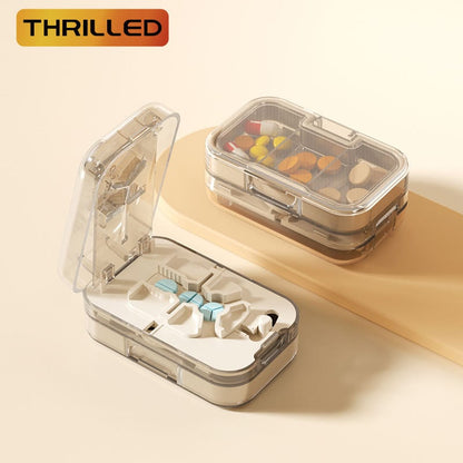 Pill Splitter Box-3-in-1 Medicine Cutter for 1/4 1/2 & 1/3 Doses