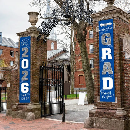 🎓Class of 2026 Graduation Banner | Congrats Grad Front Door Porch Decor for Graduation Party (✨Set of 2)