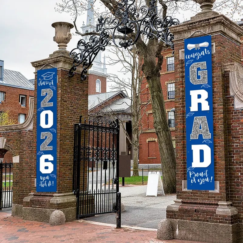 🎓Class of 2026 Graduation Banner | Congrats Grad Front Door Porch Decor for Graduation Party (✨Set of 2) detail view