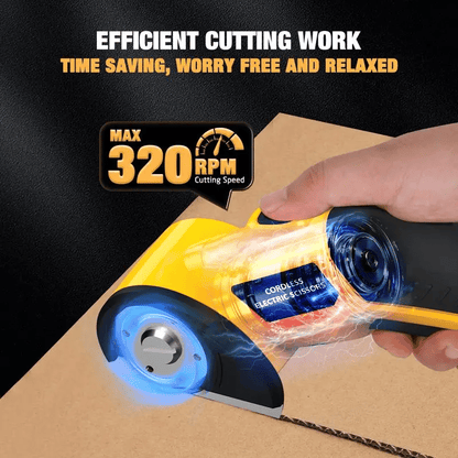 Cordless Electric Scissors: 3X Faster Rechargeable Rotary Cutter for Fabric, Cardboard, Leather & Carpet