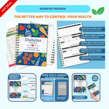 📘اشترِ 2 وشحن مجاني✨خاص بمرضى السكري🔥كتاب لتتبع السكري مع قائمة الأطعمة