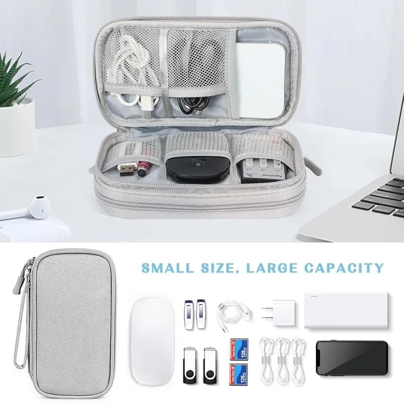 🔥Don’t Miss Out🔥Travel Cable Organizer Pouch, Double Layers All-in-One Storage Bag for Cord
