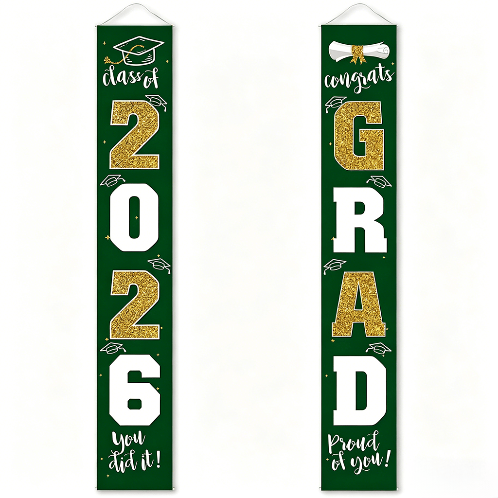 🎓Class of 2026 Graduation Banner | Congrats Grad Front Door Porch Decor for Graduation Party (✨Set of 2)