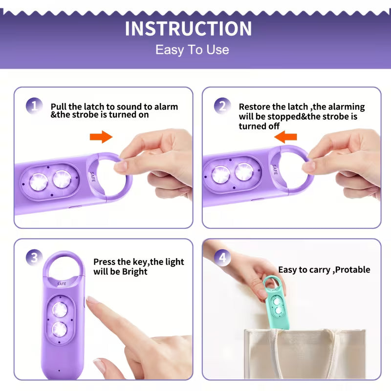 The Original Personal Safety Alarm for Women, Strobe Light and Key Chain in a Variety of Colors detail view