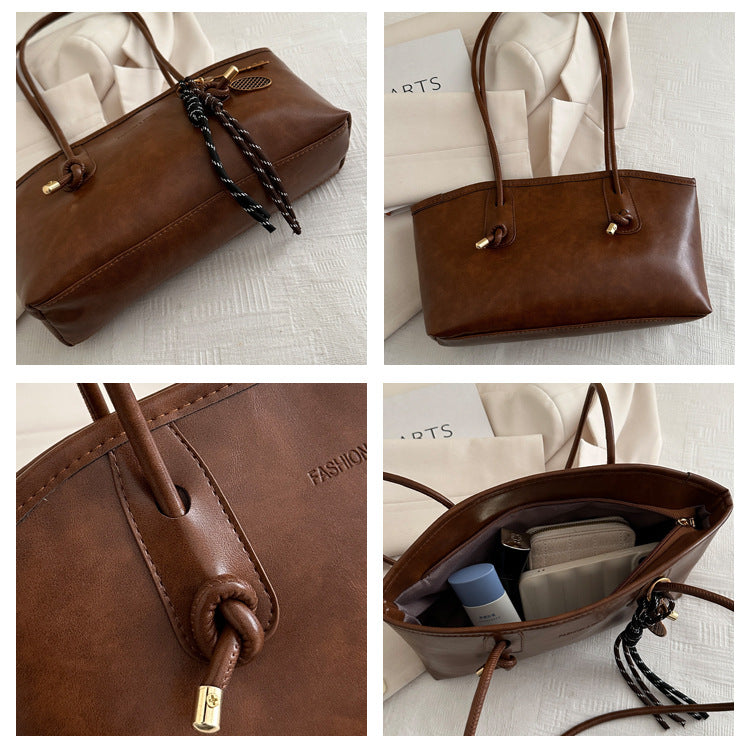 👝Women's Elegant Solid Color Large Capacity Shoulder Bag | Trendy Versatile Tote for Daily Commute & Casual Use