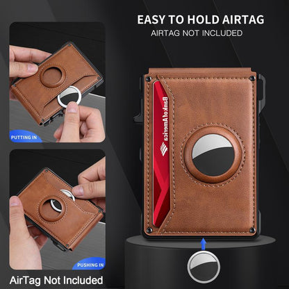 ✨Wallet for Men - with Pop Up Aluminum Case Money Clip Slim Leather Slots Credit Card Holder RFID Blocking Bifold Minimalist Wallet