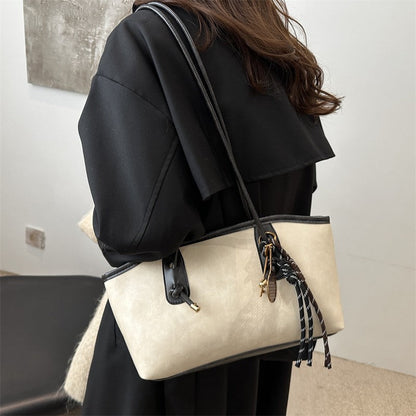 👝Women's Elegant Solid Color Large Capacity Shoulder Bag | Trendy Versatile Tote for Daily Commute & Casual Use