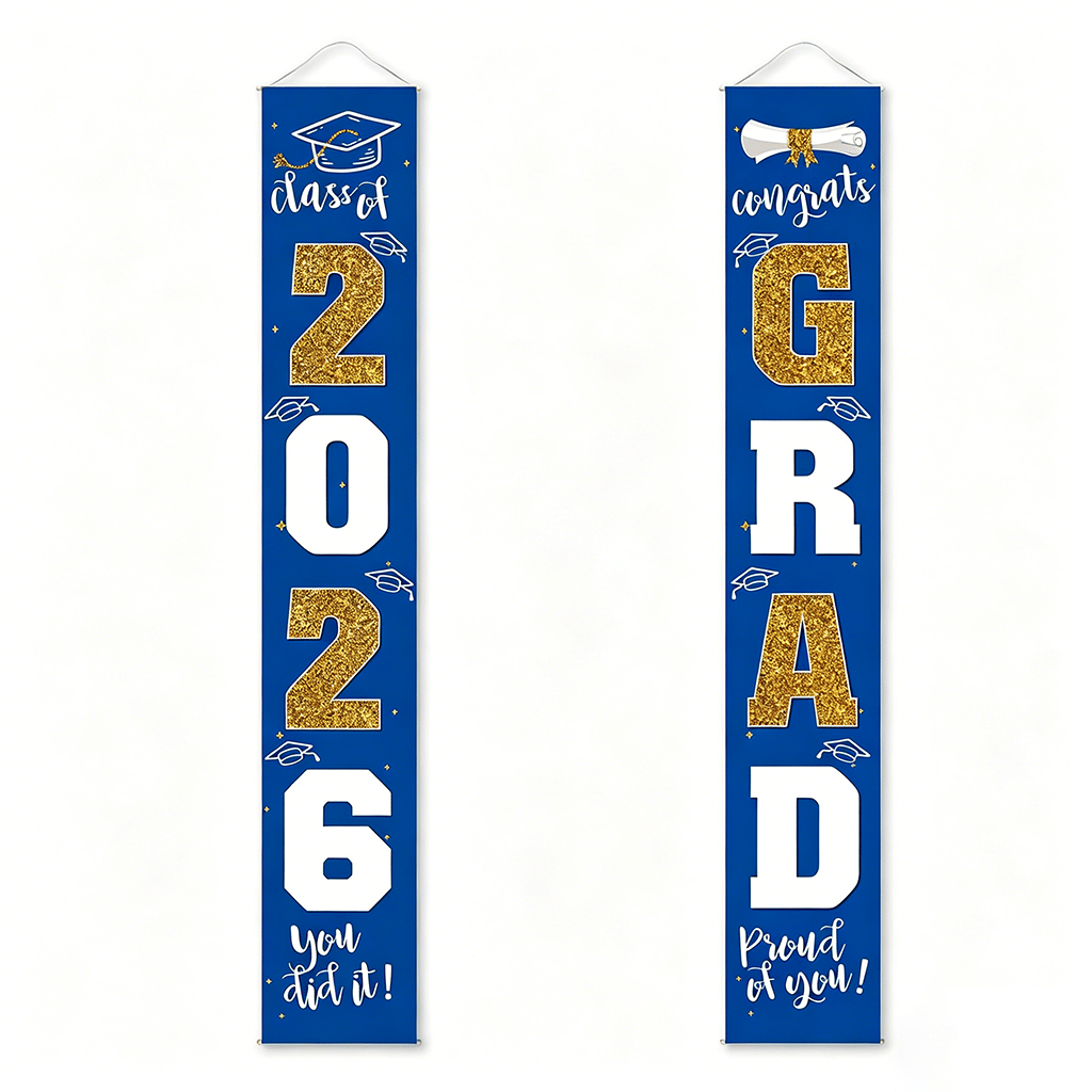 🎓Class of 2026 Graduation Banner | Congrats Grad Front Door Porch Decor for Graduation Party (✨Set of 2)