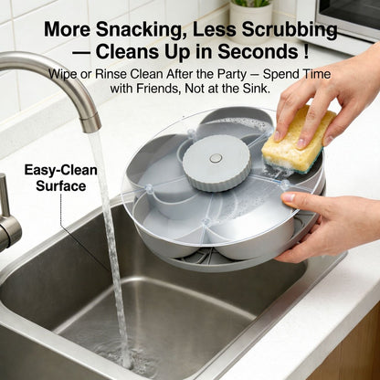 🎁Free Shipping！🍽️ Rotating 5-Compartment Snack Tray