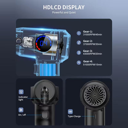 🎁Free Shipping⚡Compressed Air Duster, Electric Air Duster, 6000mAh Fast Charging, 50000 RPM 4 Speed Cordless Air Blower with LCD Display