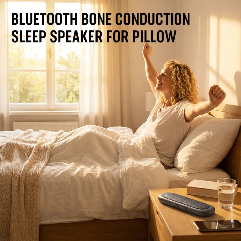 Under Pillow Speakers for Sleeping Bluetooth, Bone Conduction Technology, 3D White Noise Generator, Volume Control & Sleep Timer, Side Sleeper Friendly
