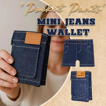 🏆Hot Sale⚡Mini Jeans Shaped Wallet - Denim Bifold Wallet for Men & Women