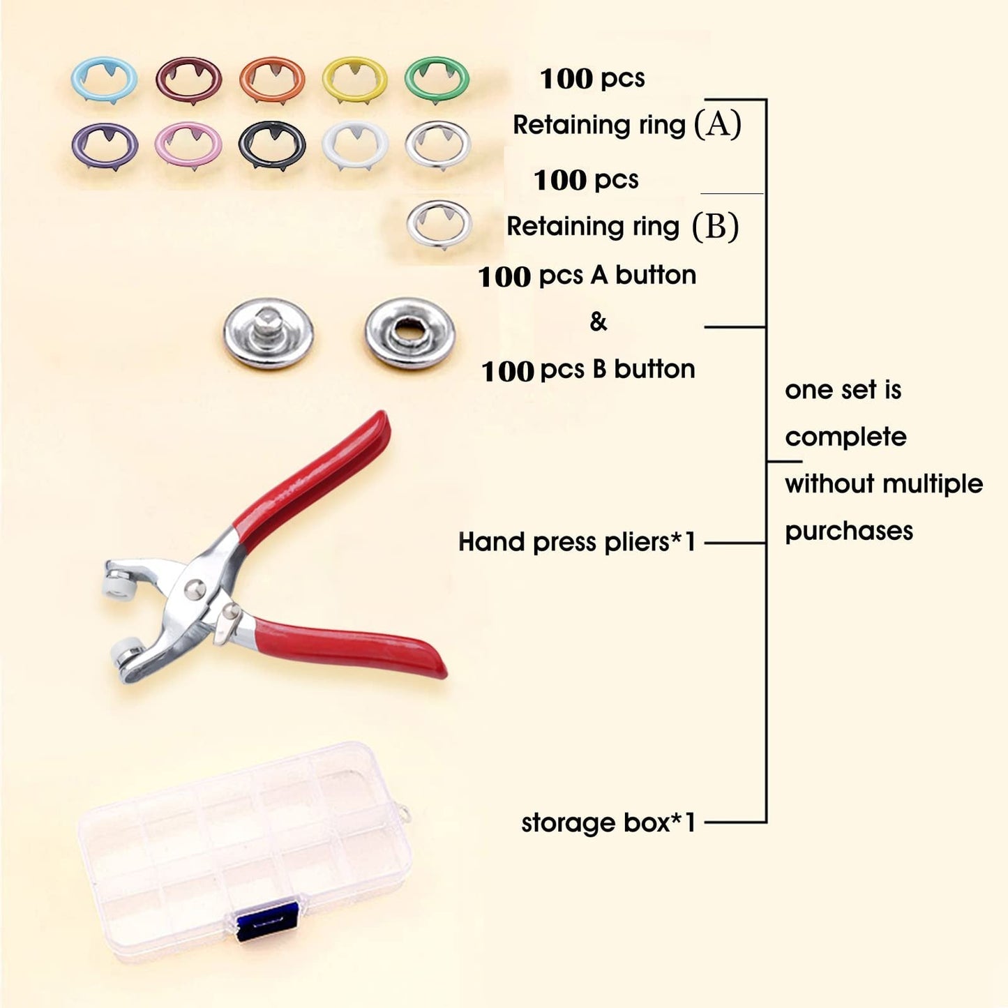 🔥HOT SALE 49% OFF✨100 pcs Invisible Colored Metal Buckle & Manual Pressure Pliers Kit