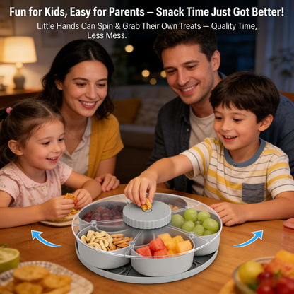 🎁Free Shipping！🍽️ Rotating 5-Compartment Snack Tray