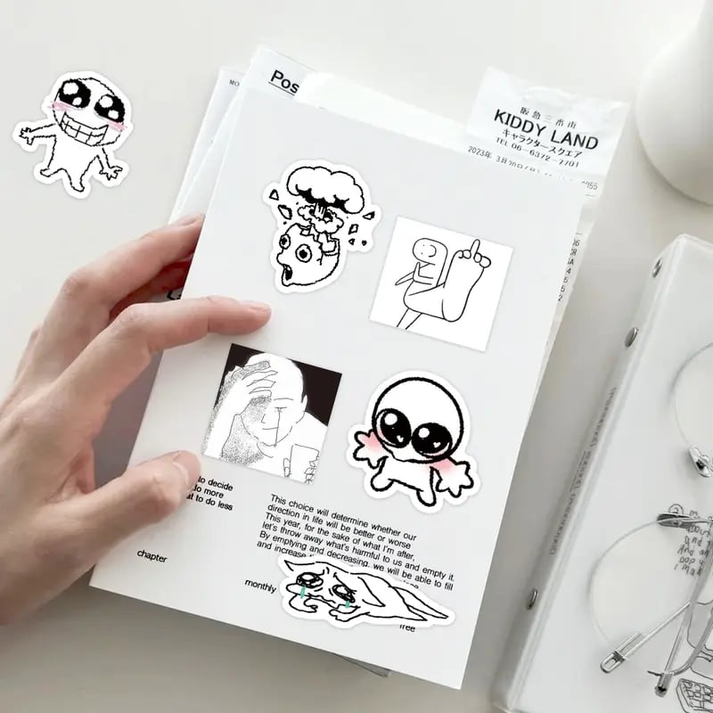 ✨Doodle Meme Sticker Book - 460 Hand Drawn Stickers for Journaling Express Your Mood & Internet Vibes