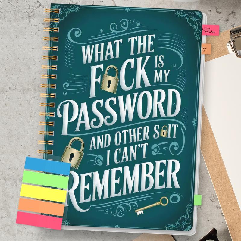 🔥Limited Time 46% Off✨📅Funny Password Notebook - Spiral Bound with Lock Icons & Funny Security Phrases✍️ detail view