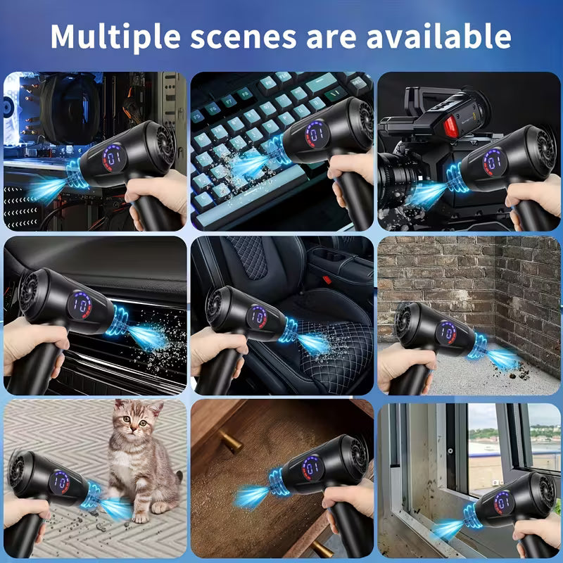 🎁Free Shipping⚡Compressed Air Duster, Electric Air Duster, 6000mAh Fast Charging, 50000 RPM 4 Speed Cordless Air Blower with LCD Display